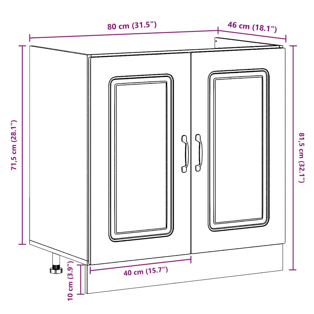 Kitchen Cabinet Kalmar Artisan Oak 80 x 46 x 81.5 cm