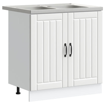 Sink Base Cabinet Lucca 2 pcs White Engineered Wood