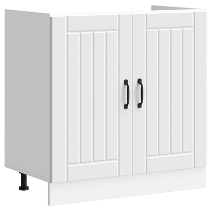 Sink Base Cabinet Lucca 2 pcs White Engineered Wood