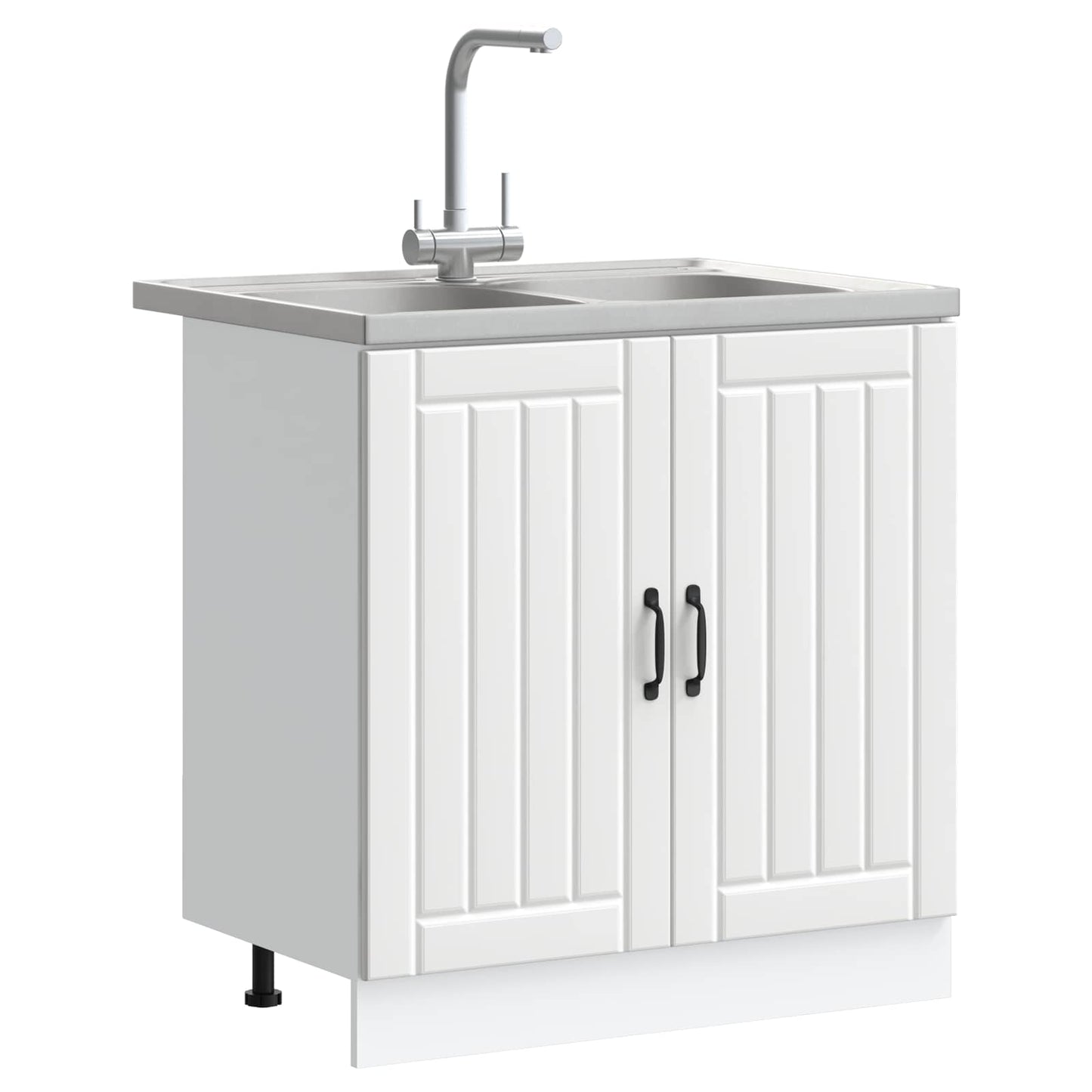 Sink Base Cabinet Lucca 2 pcs White Engineered Wood