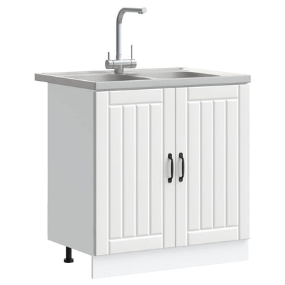 Sink Base Cabinet Lucca 2 pcs White Engineered Wood