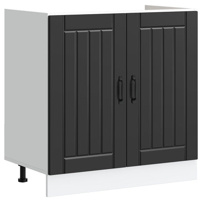 Sink Base Cabinet with Door Lucca 2 pcs Black Engineered Wood