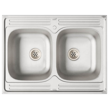 Sink Base Cabinet Lucca 2 pcs High Gloss White Engineered Wood