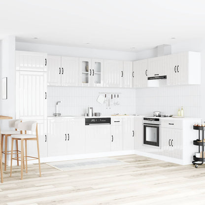 Sink Base Cabinet Lucca 2 pcs High Gloss White Engineered Wood