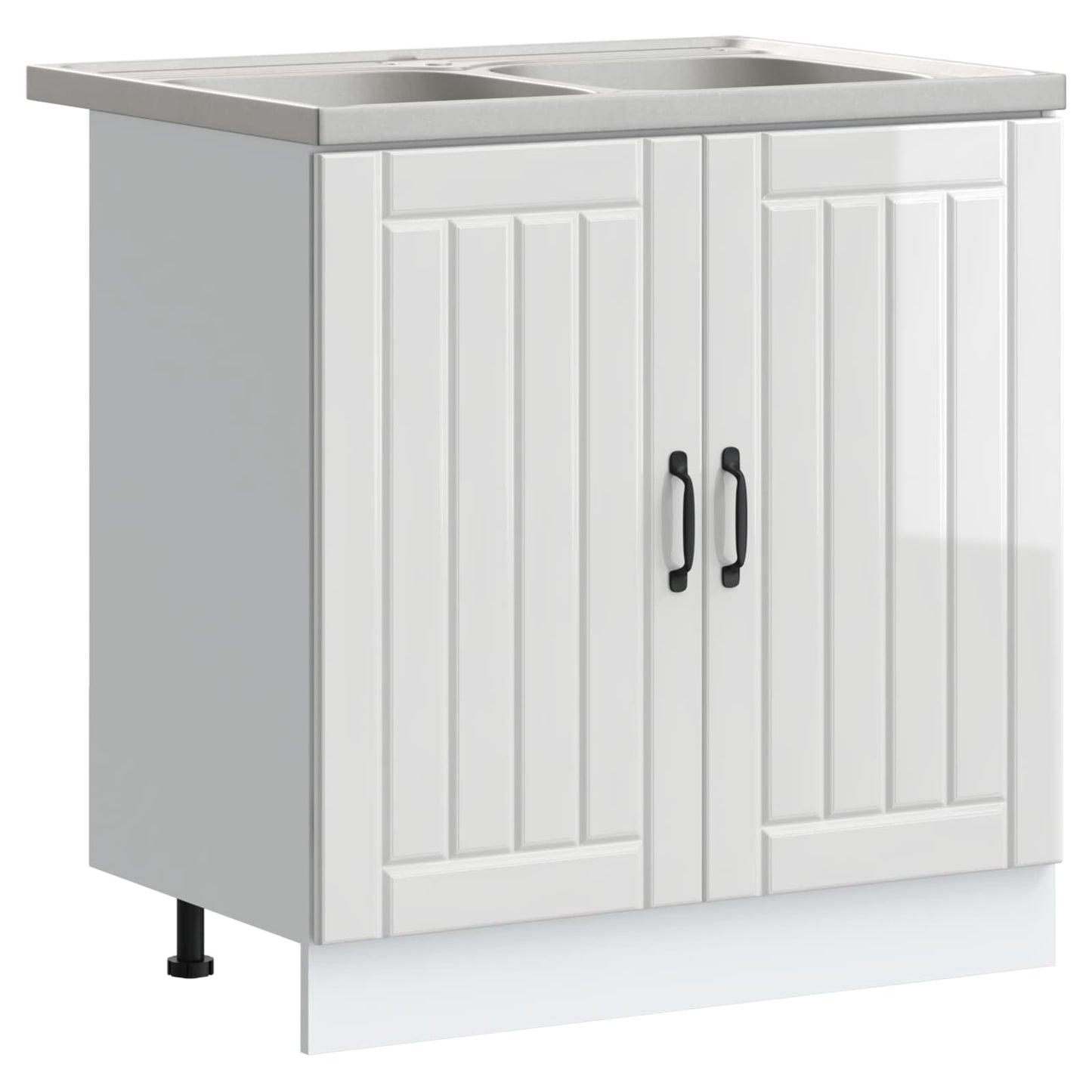 Sink Base Cabinet Lucca 2 pcs High Gloss White Engineered Wood