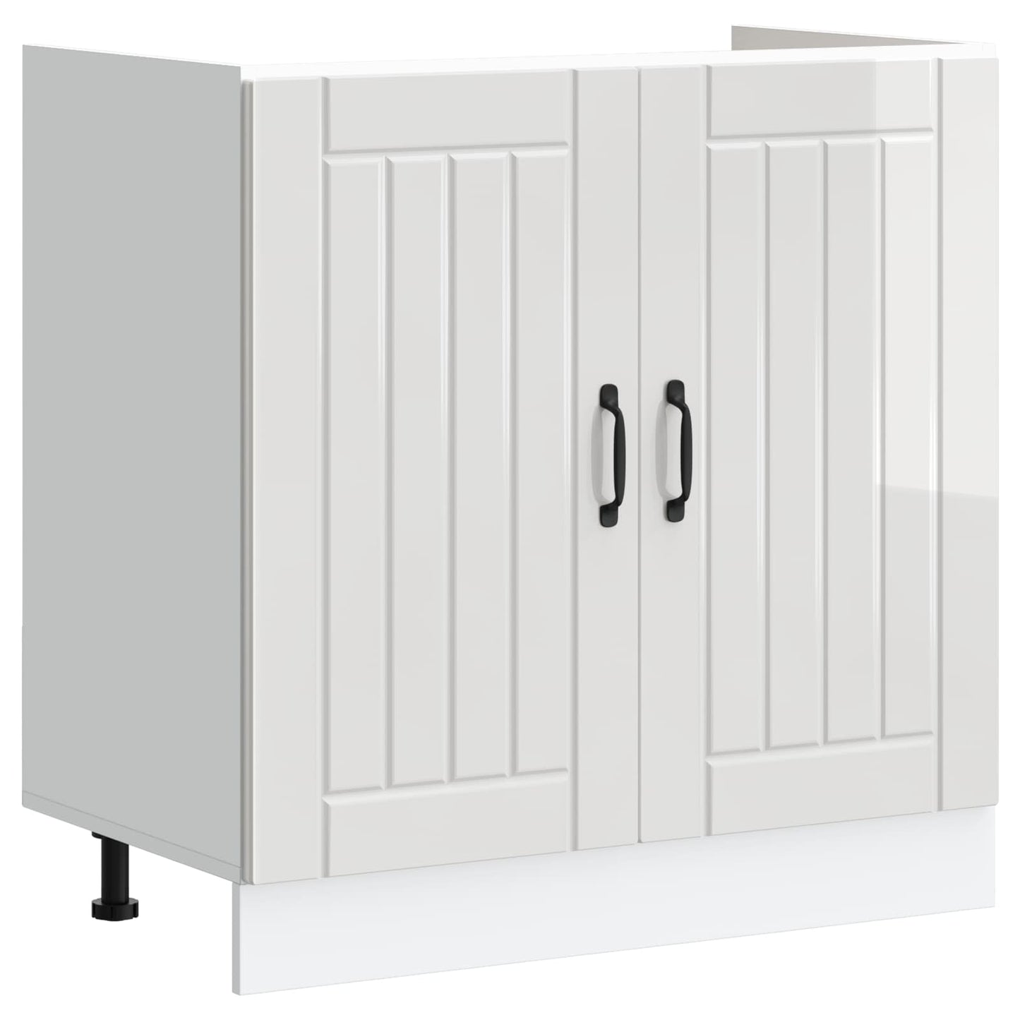 Sink Base Cabinet Lucca 2 pcs High Gloss White Engineered Wood