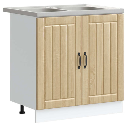 Sink Base Cabinet Lucca 2 pcs Sonoma Oak Engineered Wood