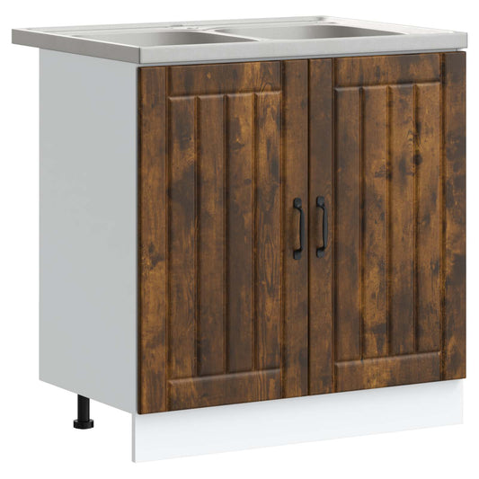 Sink Base Cabinet Lucca 2 pcs Smoked Oak Engineered Wood