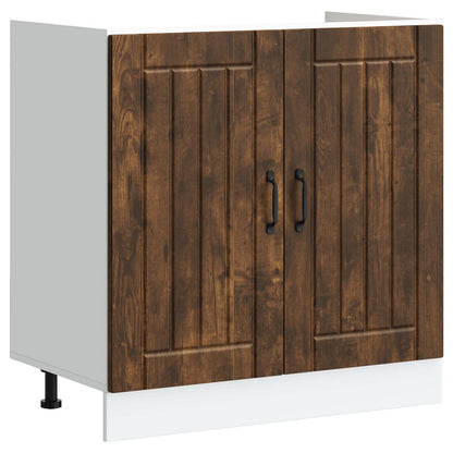 Sink Base Cabinet Lucca 2 pcs Smoked Oak Engineered Wood