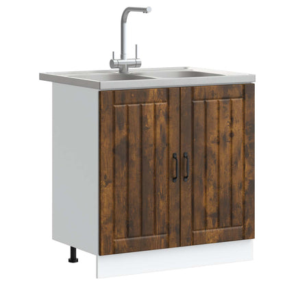 Sink Base Cabinet Lucca 2 pcs Smoked Oak Engineered Wood