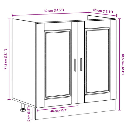 Sink Base Cabinet with Door Porto 2 pcs Black Engineered wood