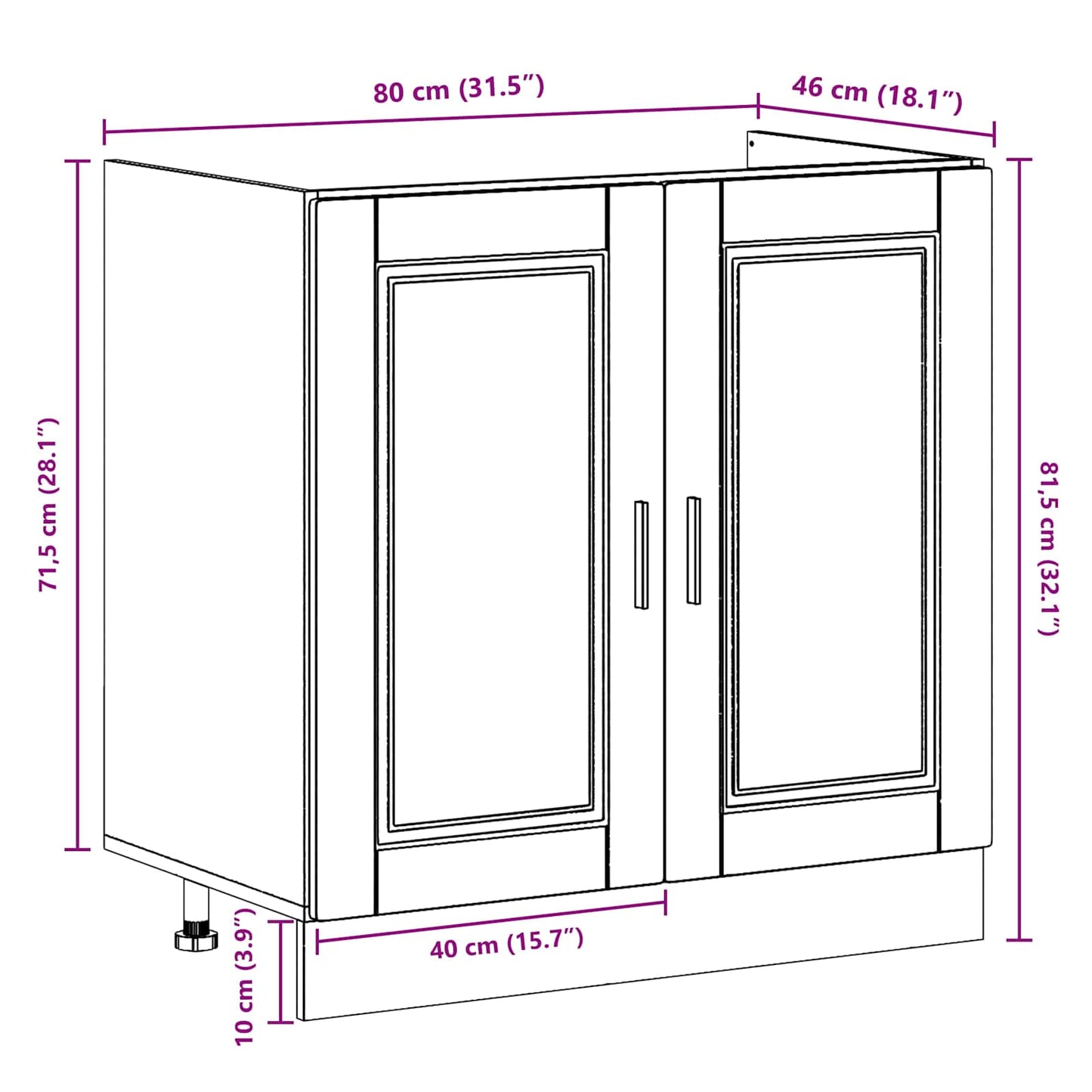 Sink Base Cabinet with Door Porto 2 pcs White Engineered wood
