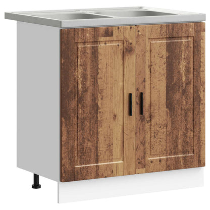 Sink Base Cabinet with Door Porto 2 pcs Brown Engineered wood