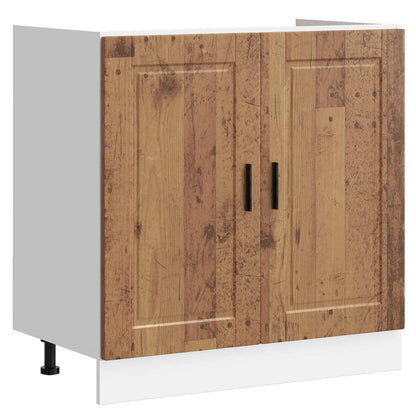 Sink Base Cabinet with Door Porto 2 pcs Brown Engineered wood