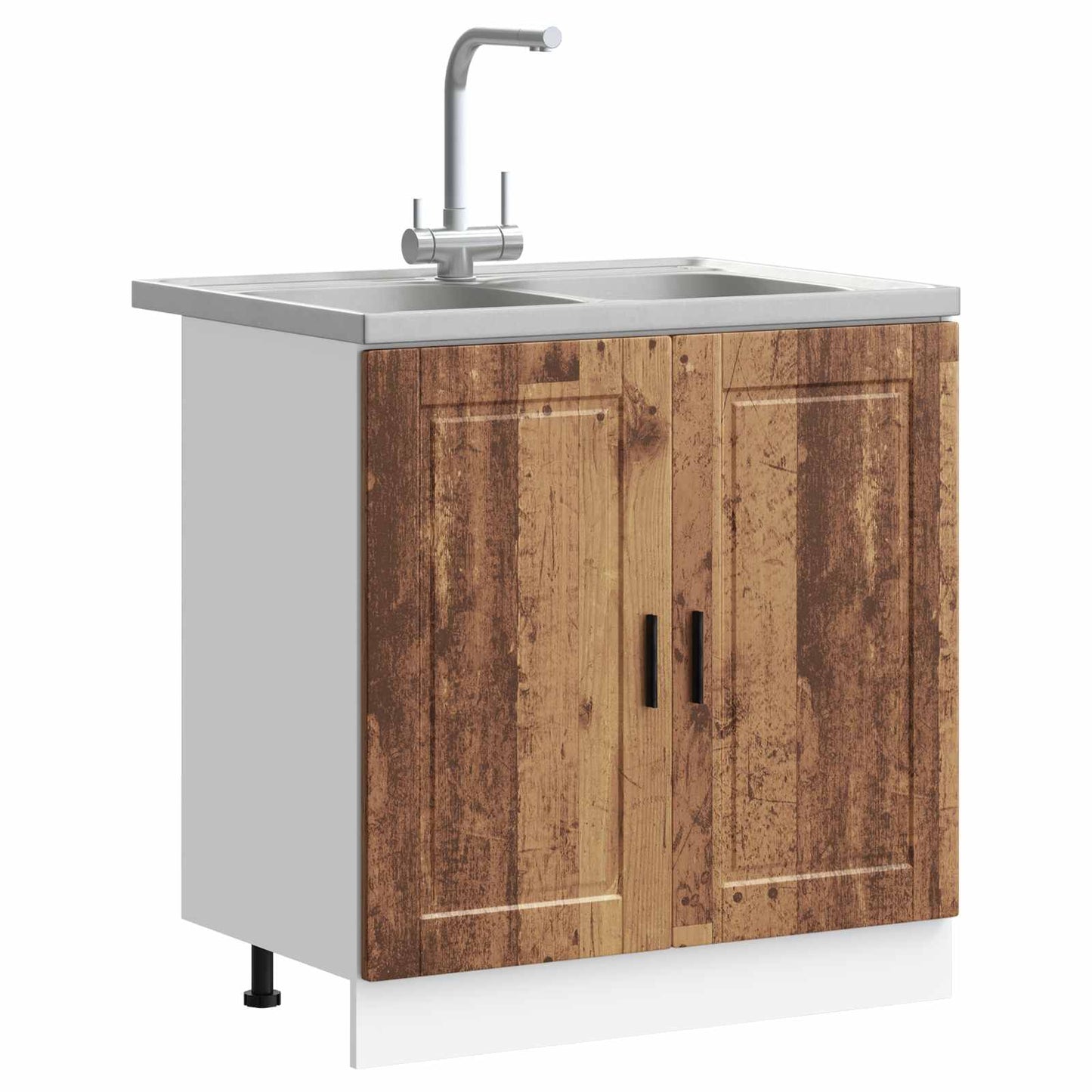 Sink Base Cabinet with Door Porto 2 pcs Brown Engineered wood