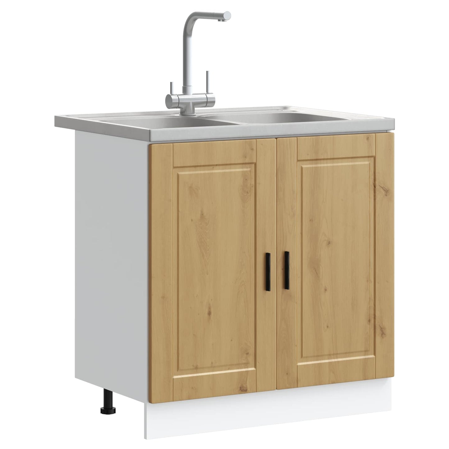 Sink Base Cabinet with Door Porto 2 pcs Brown Engineered wood