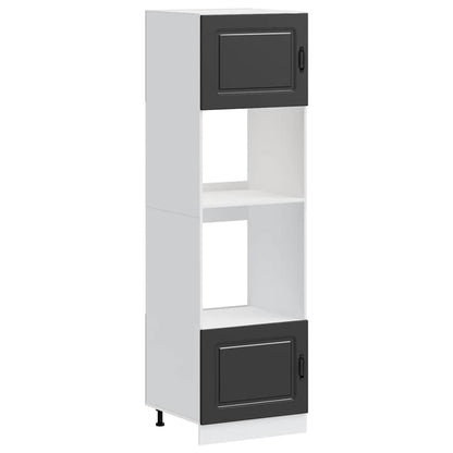 Oven Cabinets 2 pcs Kalmar Black Engineered Wood
