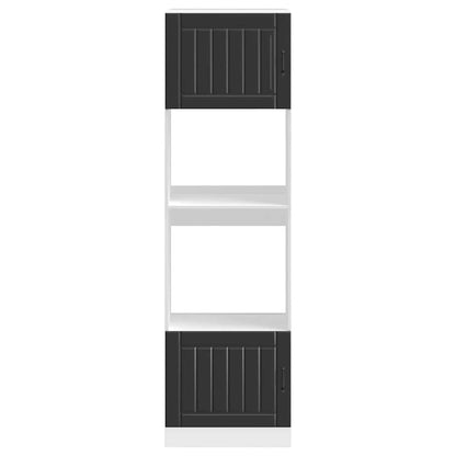 Oven Cabinets 2 pcs Lucca Black Engineered Wood