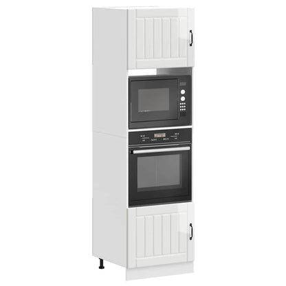 Oven Cabinets 2 pcs Lucca Gloss White Engineered Wood