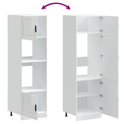 Oven Cabinets 2 pcs Porto Gloss White Engineered Wood