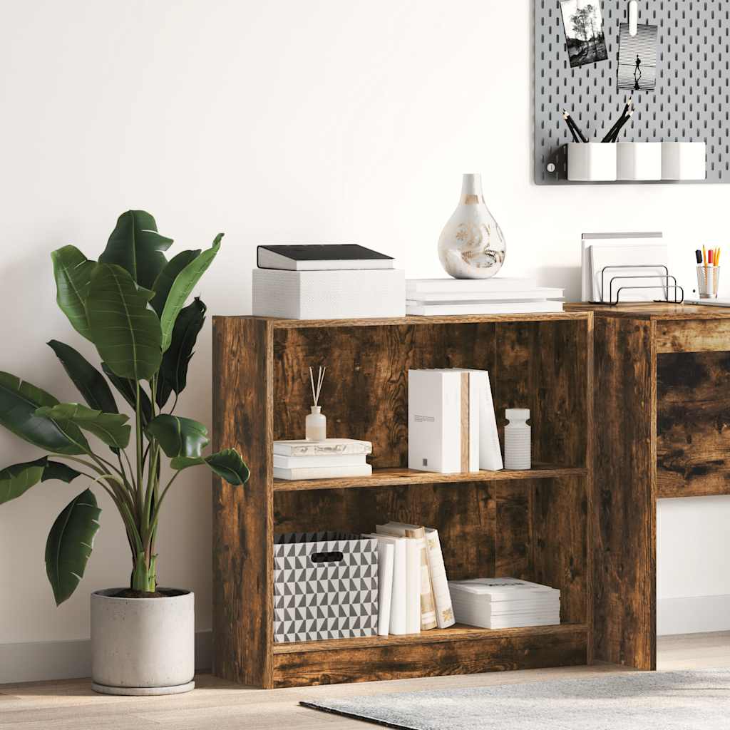 Bookcase Smoked Oak 80x24x76 cm Engineered Wood