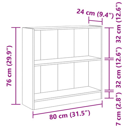 Bookcase Grey Sonoma 80x24x76 cm Engineered Wood