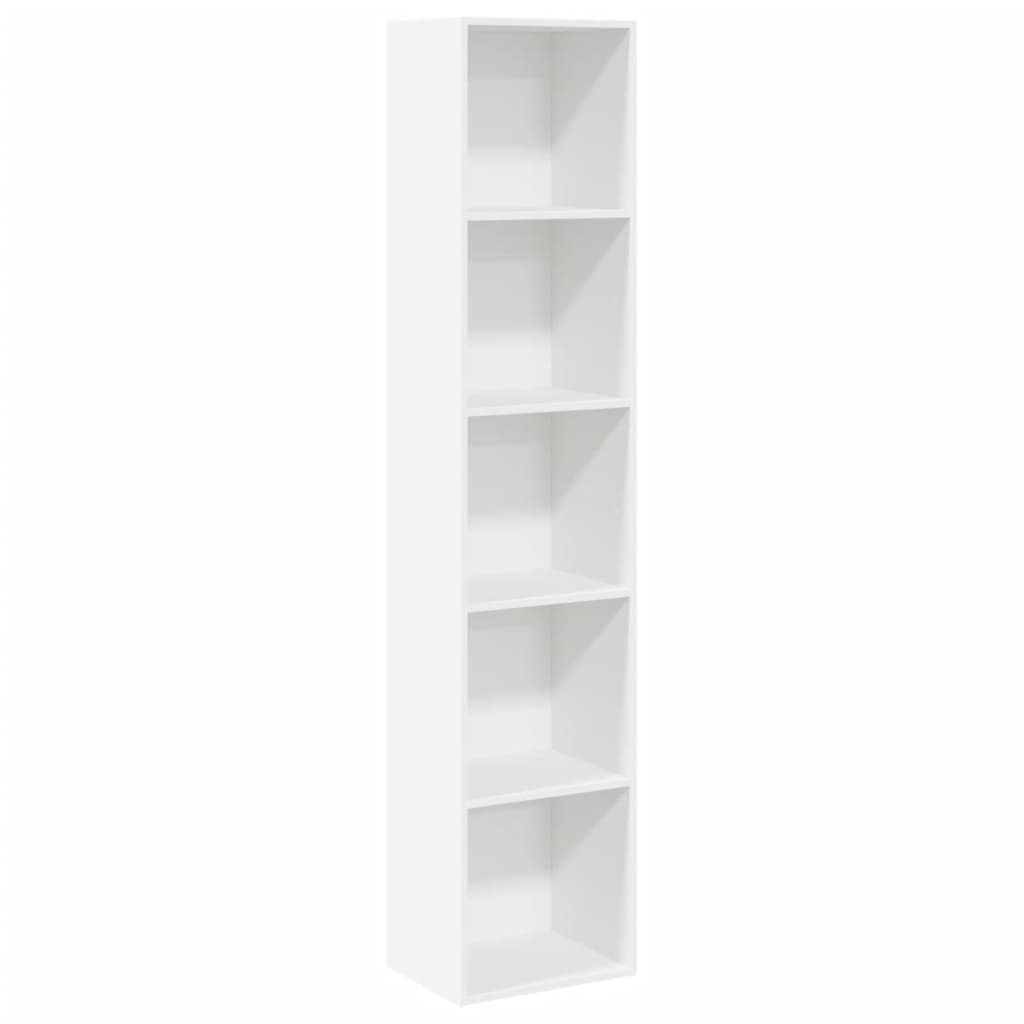 Bookcase White Engineered wood Tall Bookcase Rectangular