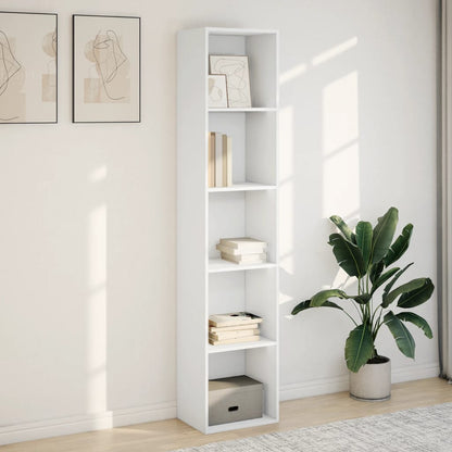 Bookcase White Engineered wood Tall Bookcase Rectangular