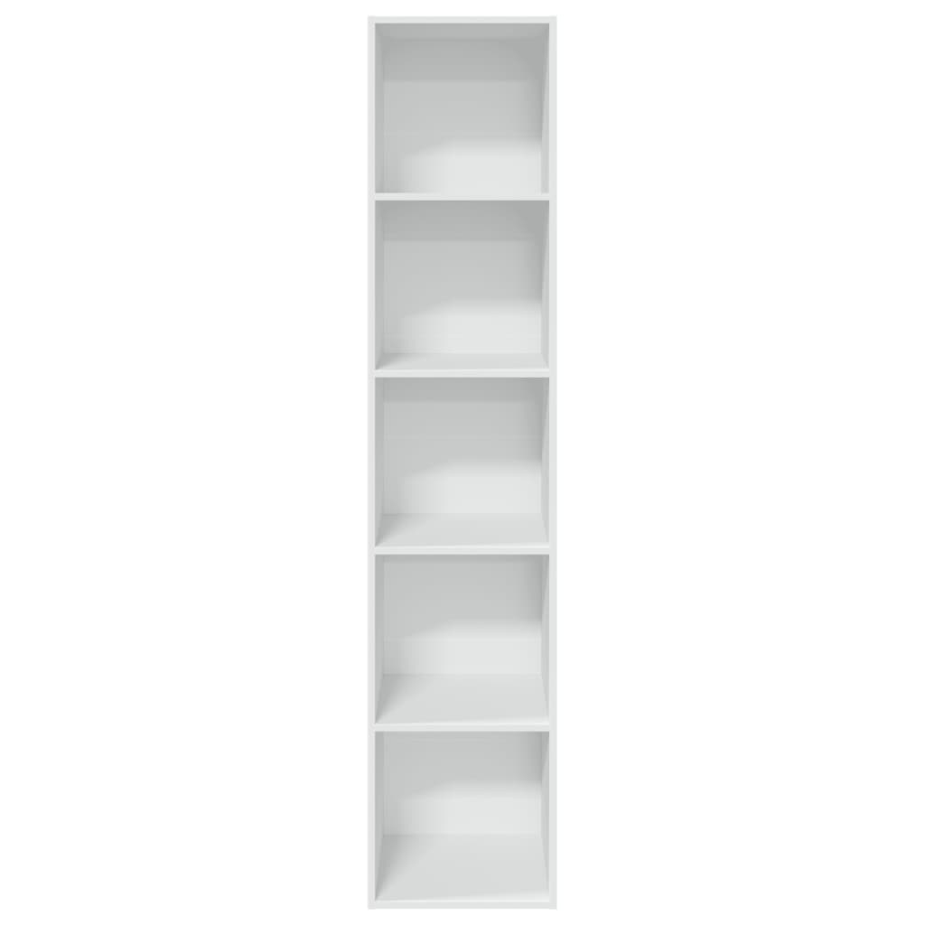 Bookcase White Engineered wood Tall Bookcase Rectangular