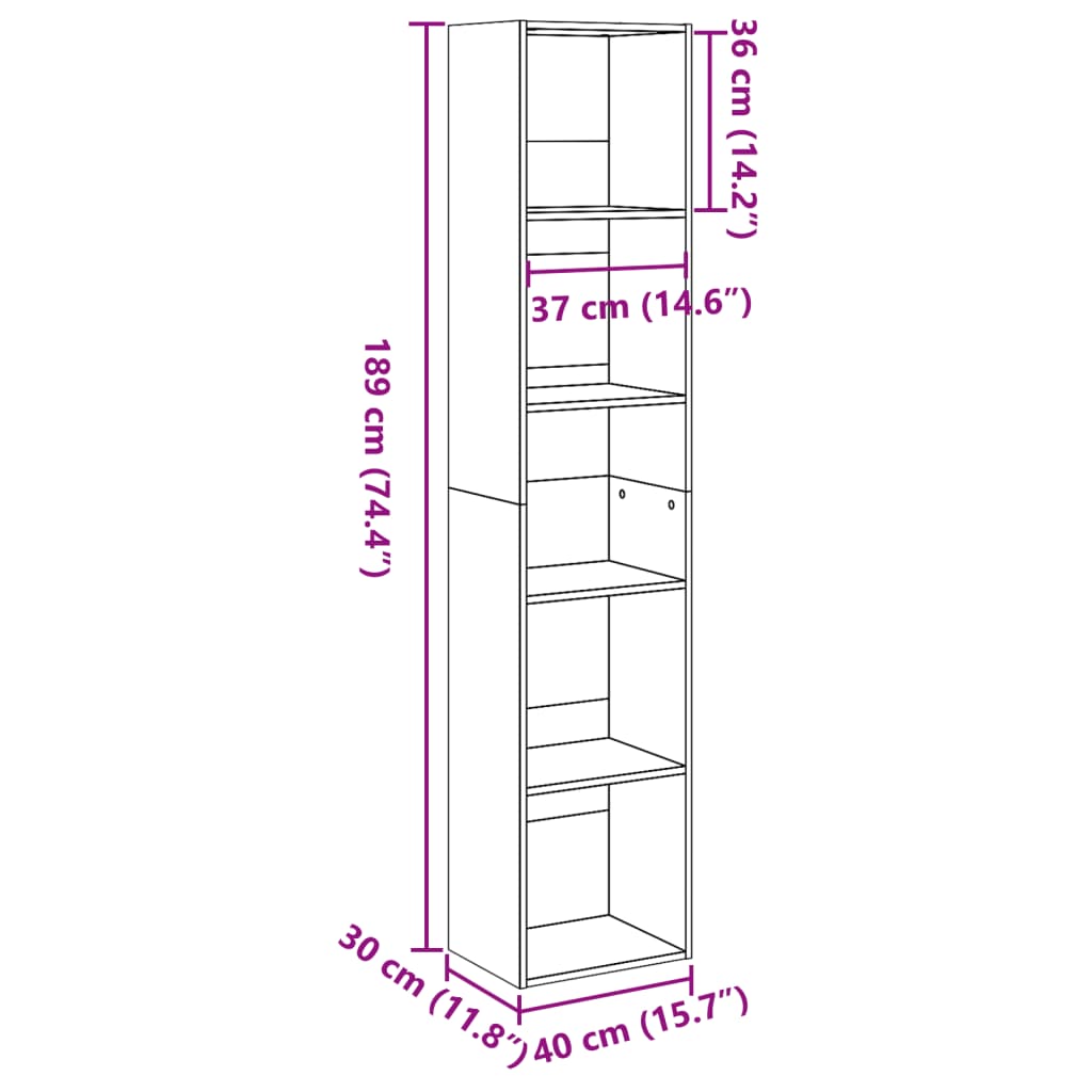 Bookcase White Engineered wood Tall Bookcase Rectangular