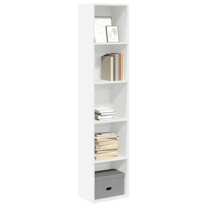 Bookcase White Engineered wood Tall Bookcase Rectangular