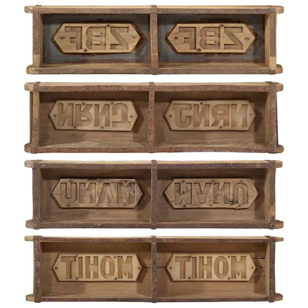 Tray with Storage Brown 57 x 15 x 9 cm Solid Reclaim Wood