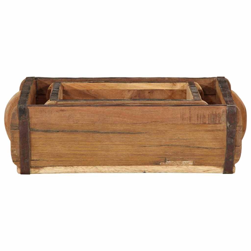 Tray 2 pcs Brown 29 x 31 x 10 cm Solid Reclaim Wood