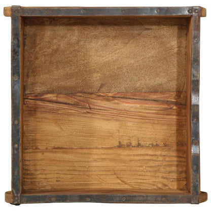 Tray with Storage Brown 29 x 31 x 10 cm Solid Reclaim Wood