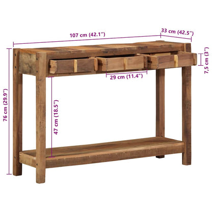Console Table Brown 107 x 33 x 76 cm Solid Reclaim Wood