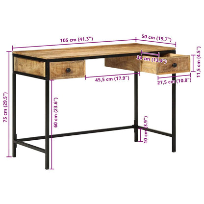 Writing Desk Brown 105 x 50 x 75 cm Solid Mango Wood and Metal