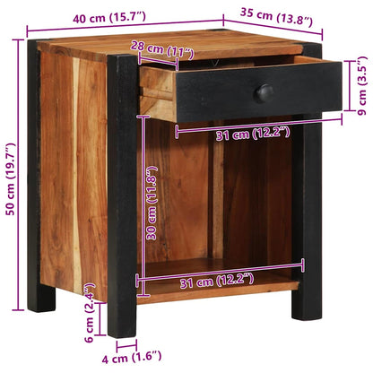 Bedside Cabinet 2 pcs Brown 40 x 35 x 50 cm Solid Acacia Wood