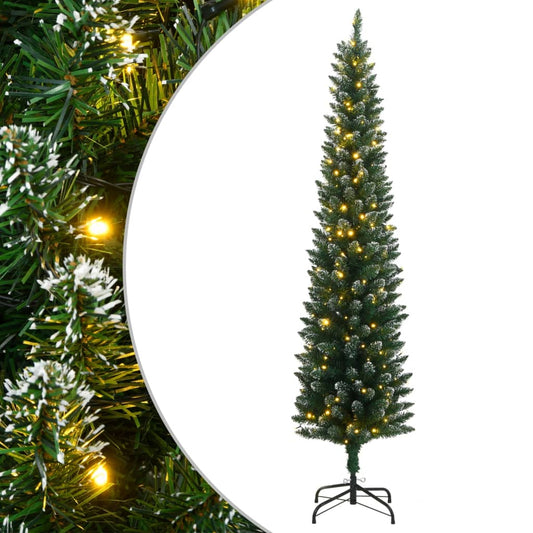 Artificial Slim Christmas Tree Green and white PVC Slim
