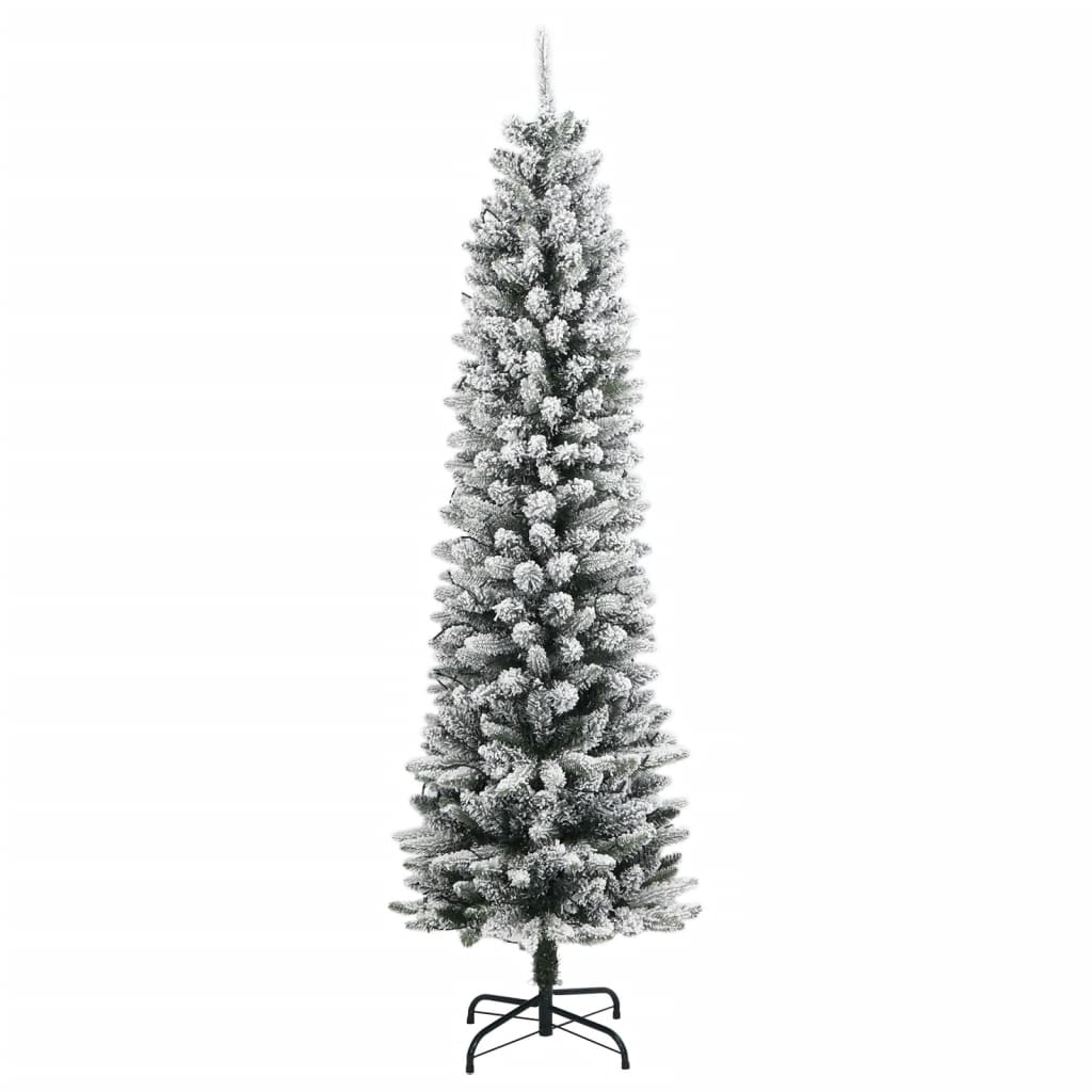 Christmas Tree | Green and white | PVC, PE, Steel | Tall and slim