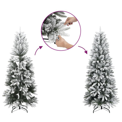 Christmas Tree | Green and white | PVC, PE, Steel | Tall and slim