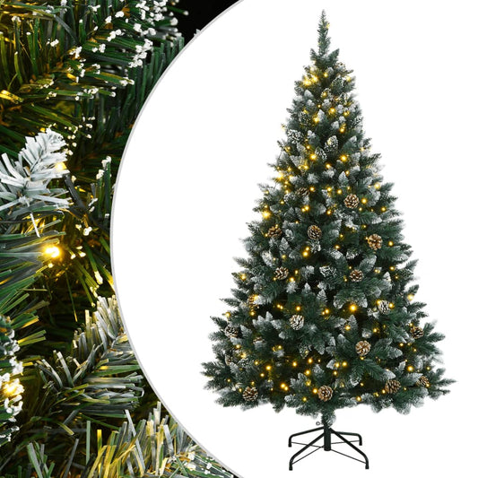 Artificial Christmas Tree Green and White PVC, Steel 71 in