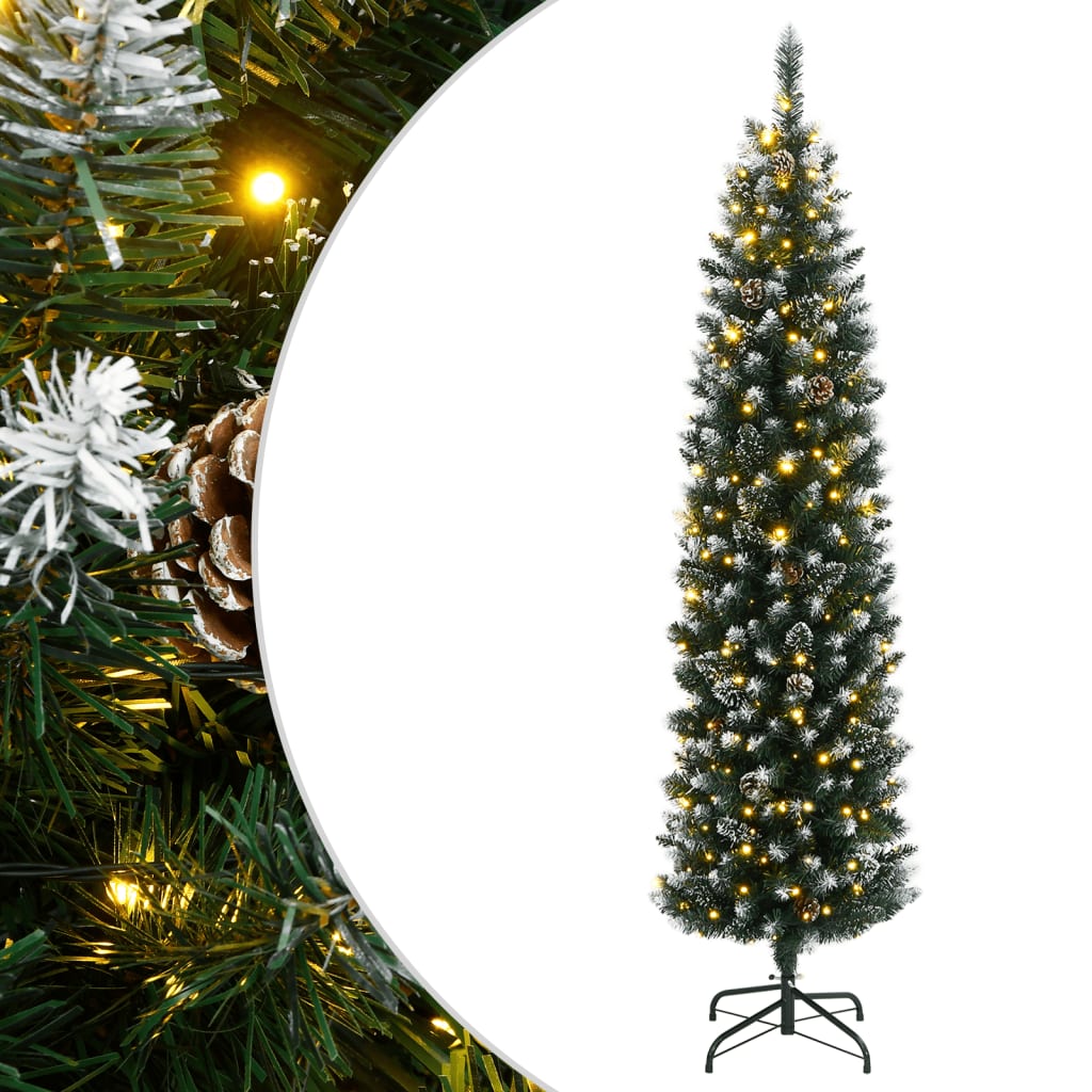 Artificial Christmas Tree Green and white PVC, Steel Slim