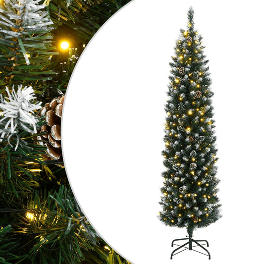 Artificial Christmas Tree Green and white PVC, Steel Slim