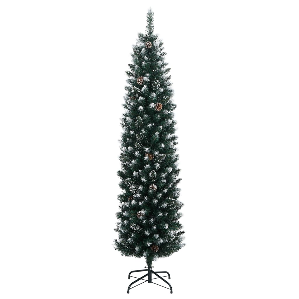 Artificial Christmas Tree Green and white PVC, Steel Slim