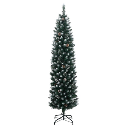 Artificial Christmas Tree Green and white PVC, Steel Slim