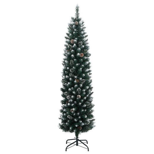 Artificial Christmas Tree Green and white PVC, Steel Slim