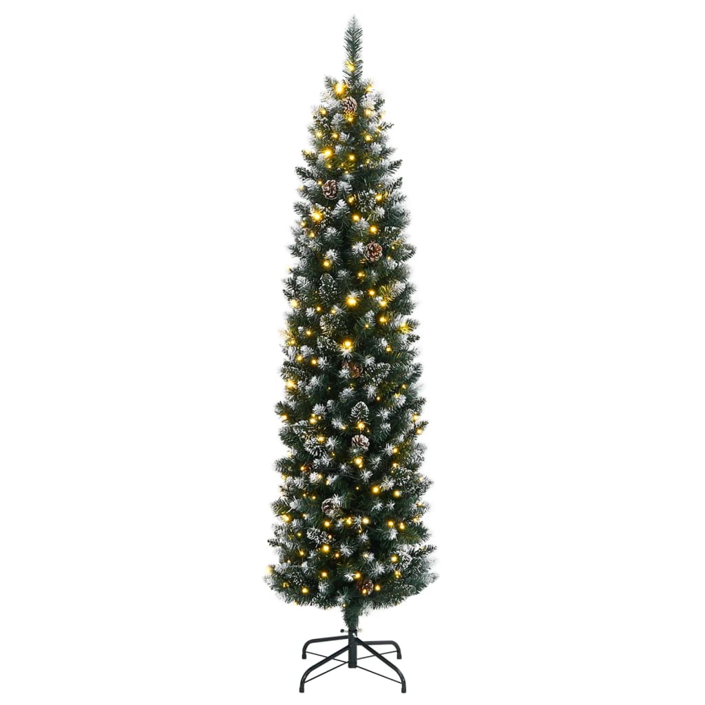 Artificial Christmas Tree Green and white PVC, Steel Slim
