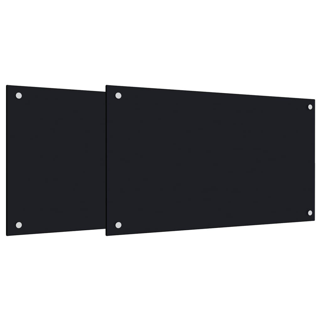 Kitchen Backsplashes 2 pcs Black 70x40 cm Tempered Glass