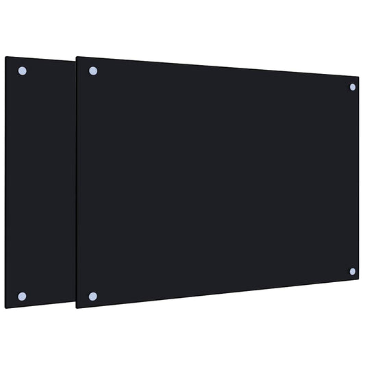 Kitchen Backsplashes 2 pcs Black 70x50 cm Tempered Glass