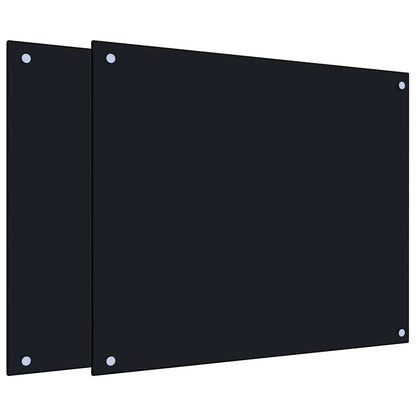 Kitchen Backsplashes 2 pcs Black 70x60 cm Tempered Glass